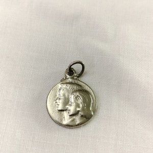 Sterling Silver 925 Couple Charm Man Woman Love Round Charm Pendant Valentine's